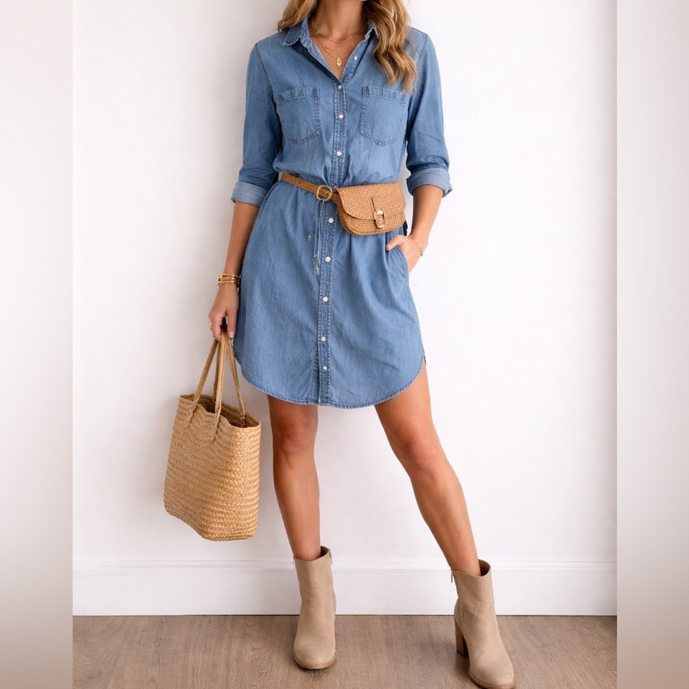 GAP Denim Shirt Dress – Size XS